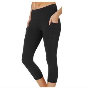 RBX Womens Soild Pocket High Waisted Capri Legging